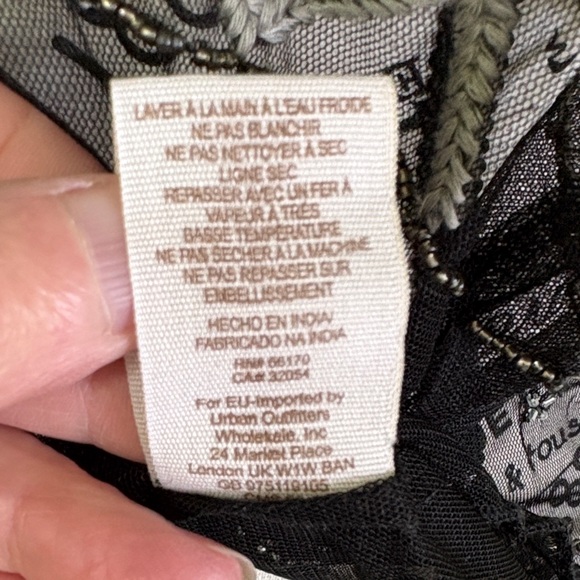 Free People Black Sheer Beaded Blouse small VGUC - Picture 3 of 10